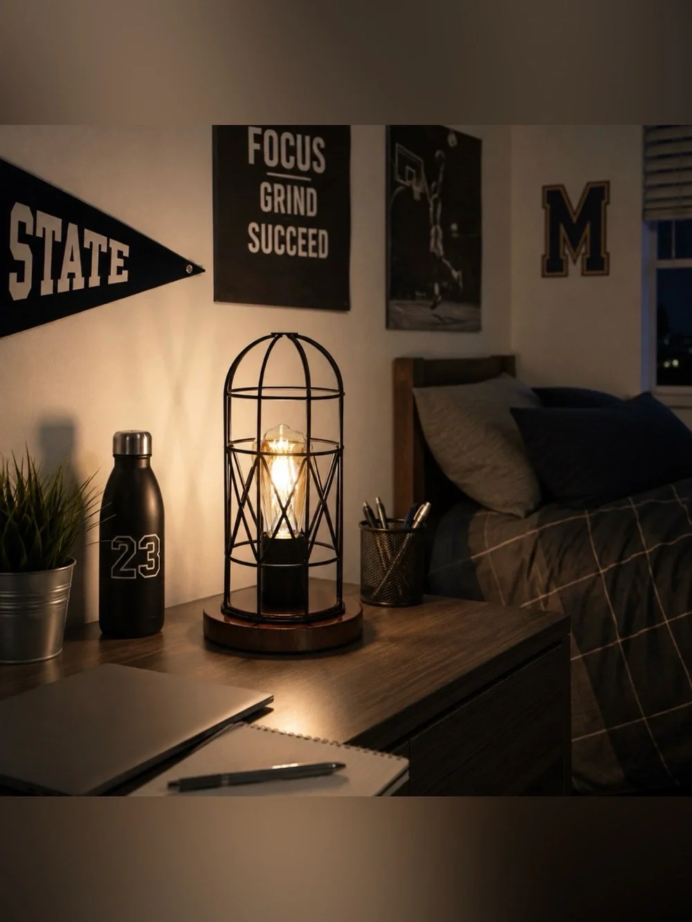 Touch Control Table Lamp, 3 Way Dimmable Lamp, Industrial Bedside Lamp
